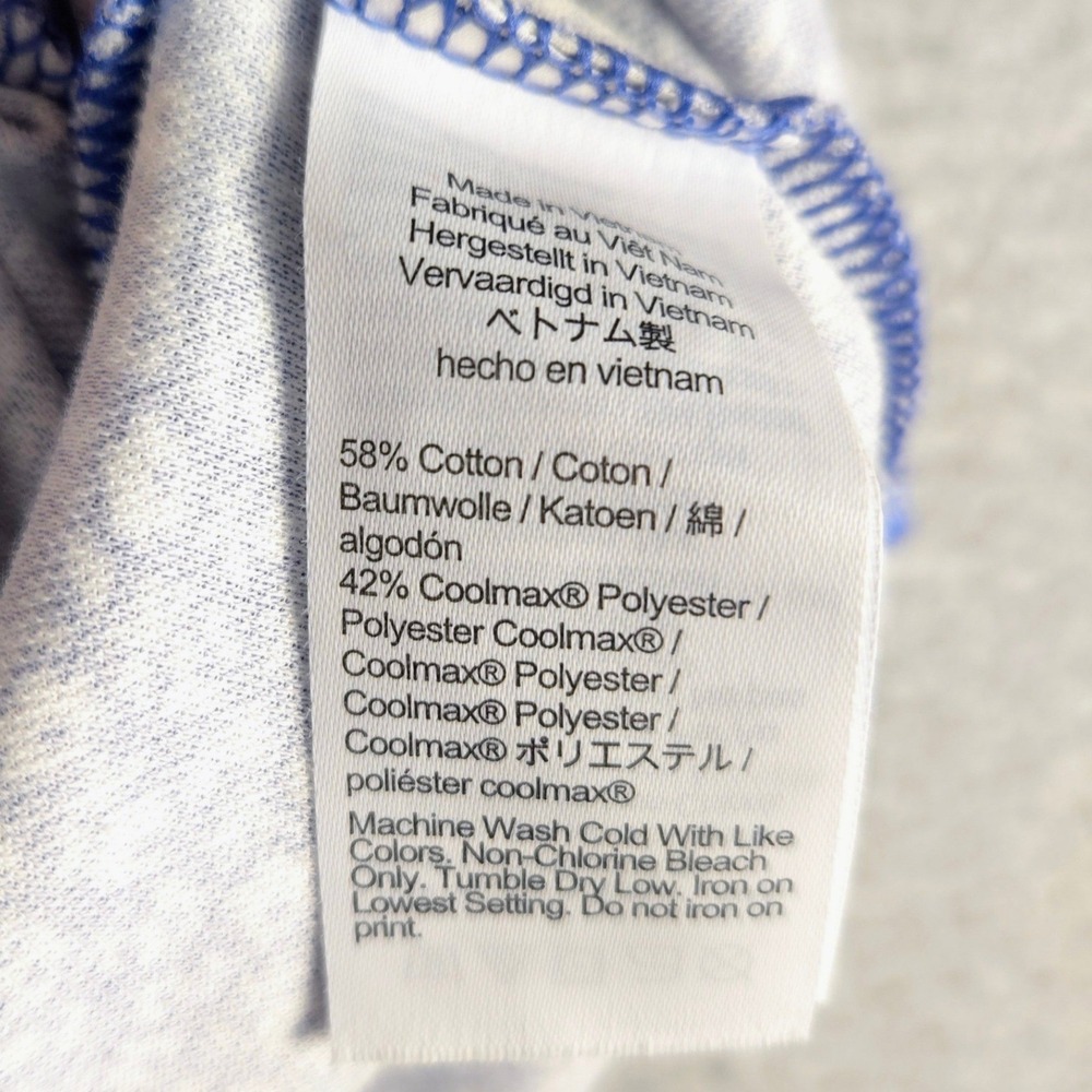 J.Crew Oarsman Mens Floral Polo Shirt Blue White BZ032 L Tall - Picture 4 of 8